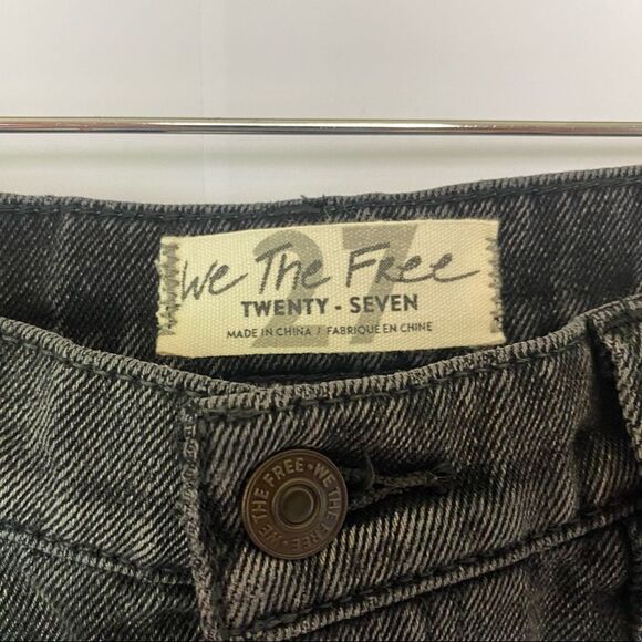 NWT FREE PEOPLE Faded Black Brea Cut Off High Rise Frayed Denim Mini Skirt - Picture 6 of 9